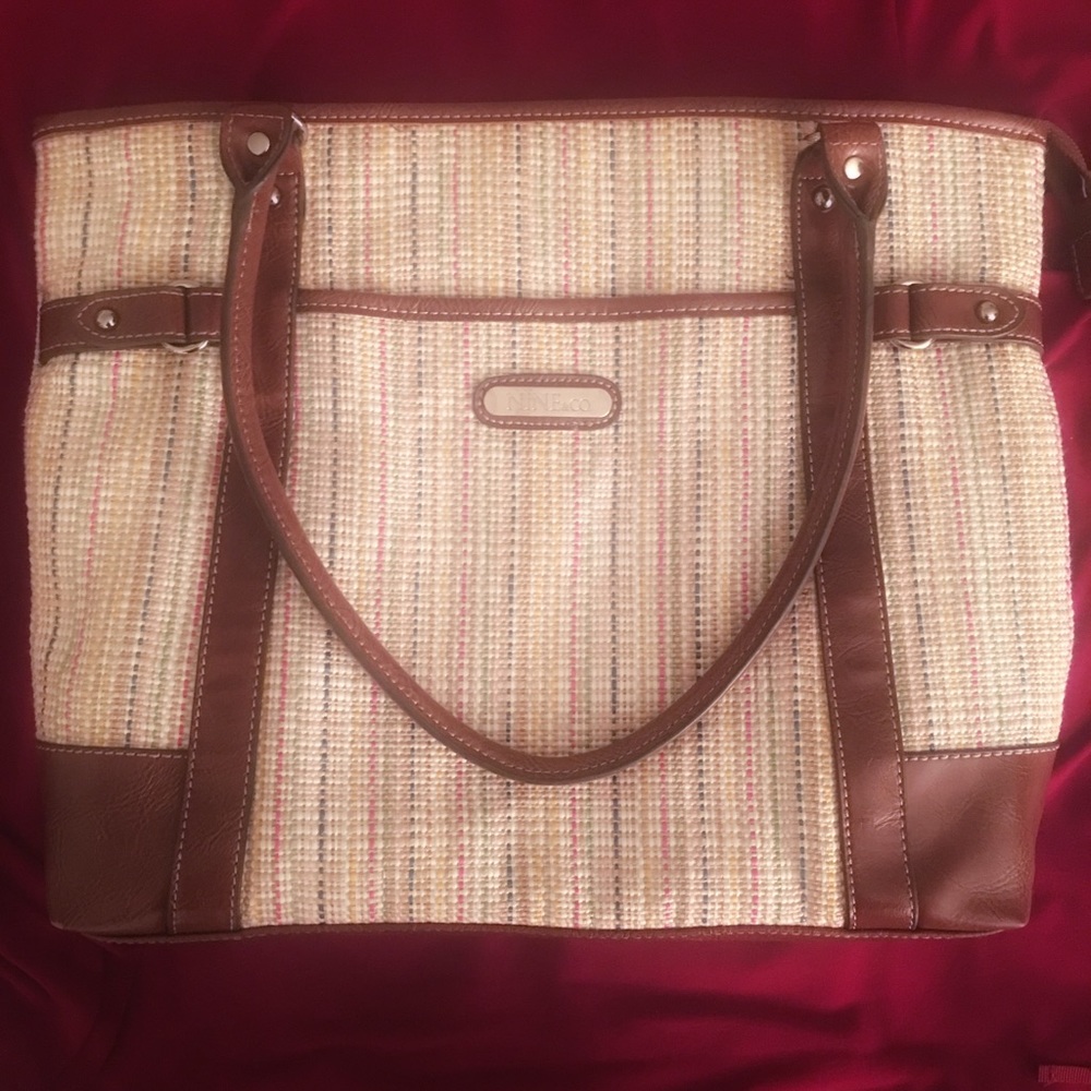 NINE & Co. Tote Bag Brown w/ Multiple Colors